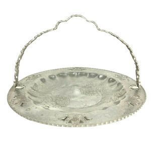Forman Family Hammered Aluminum Handled Dish Server Chrysanthemum Floral Vintage